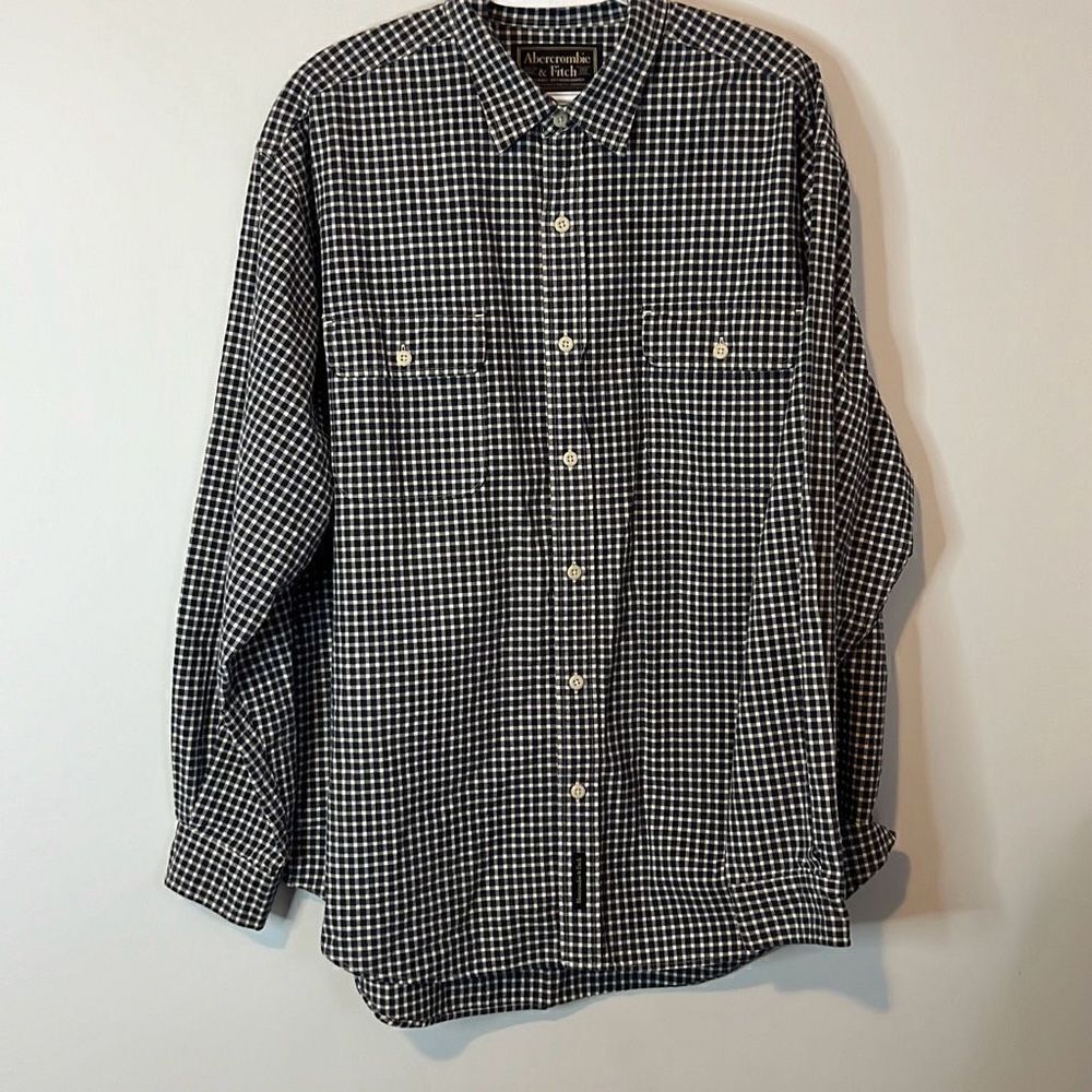 Abercrombie & Fitch Vintage Mens Casual Long sleeve Button Down Shirt Blue Large